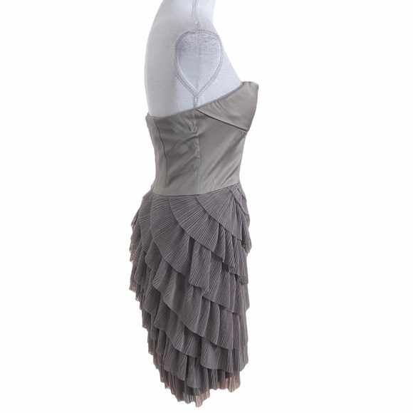 BCBGMAXAZRIA JACQUIER HAZELNUT TIERED TULLE STRAPLESS BALLERINA MINI DRESS - 0 - Picture 4 of 11